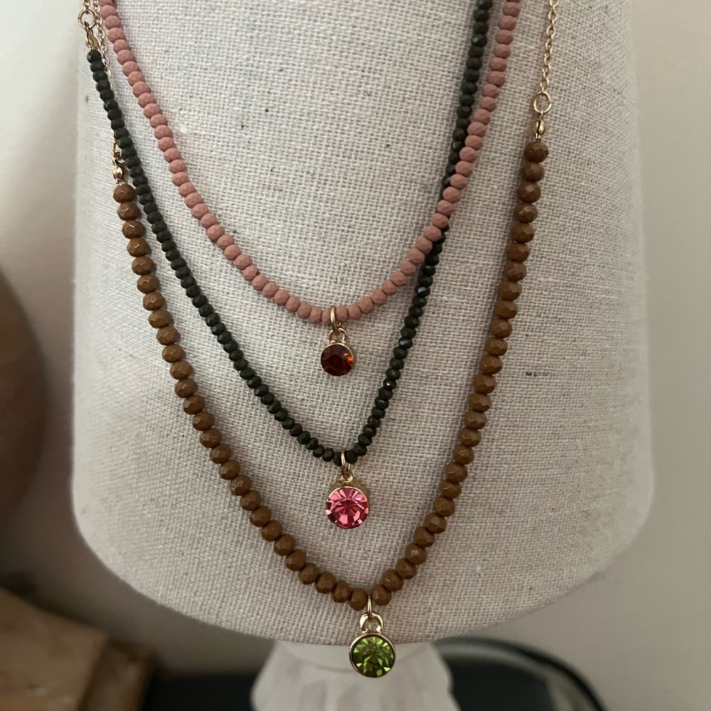 Park Lane Pink and Green Layered Necklace. New with tag. New with tag.